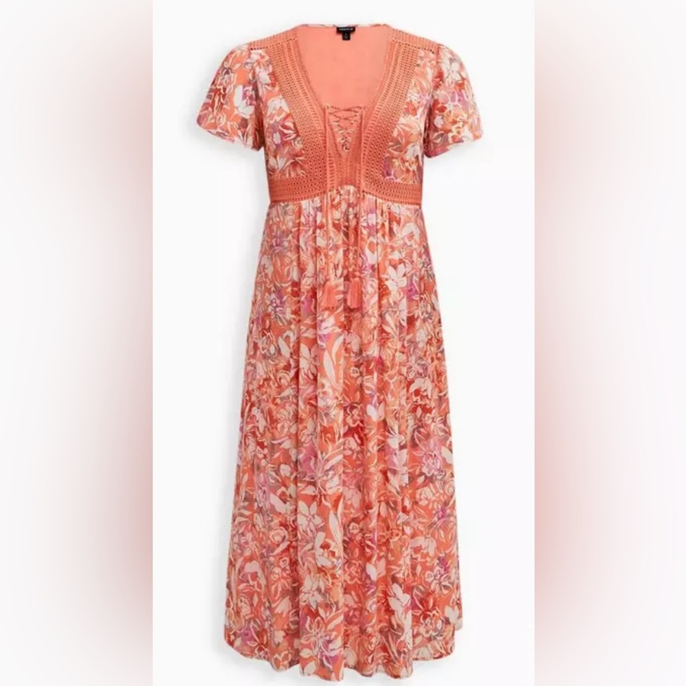 Torrid Lace Up Tea Length Dress Size 2